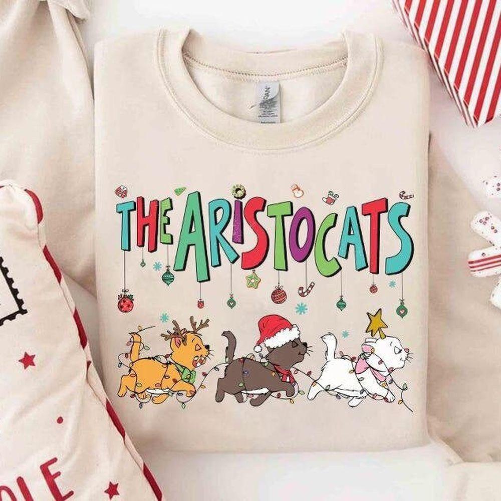The Aristocats Marie Toulouse Berlioz Christmas Lights Disney Vuitino Shirt